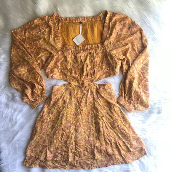 Free People Yellow Floral Mini Dress - Picture 5 of 9